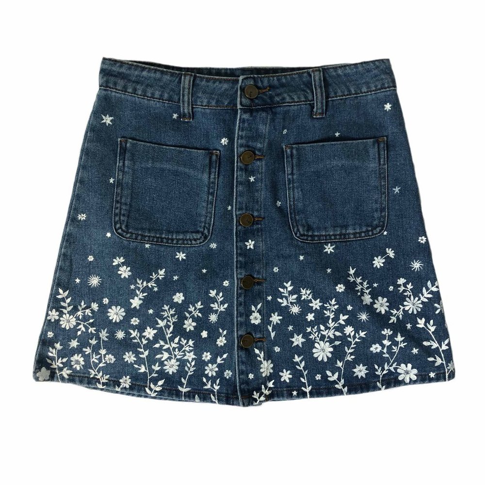 custom painted denim skirt